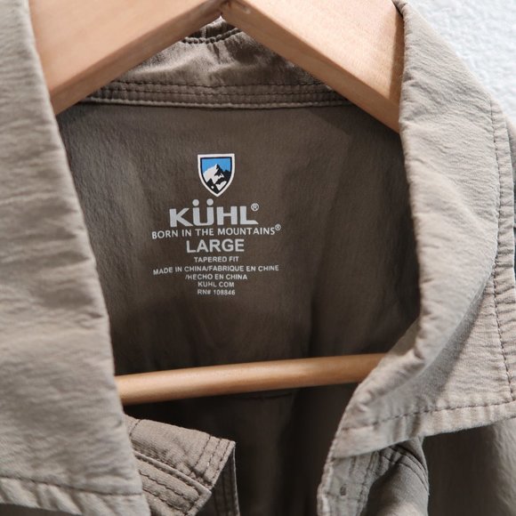 KUHL army green Long Sleeve Tapered Fit Men's Shirt Large - Picture 2 of 6